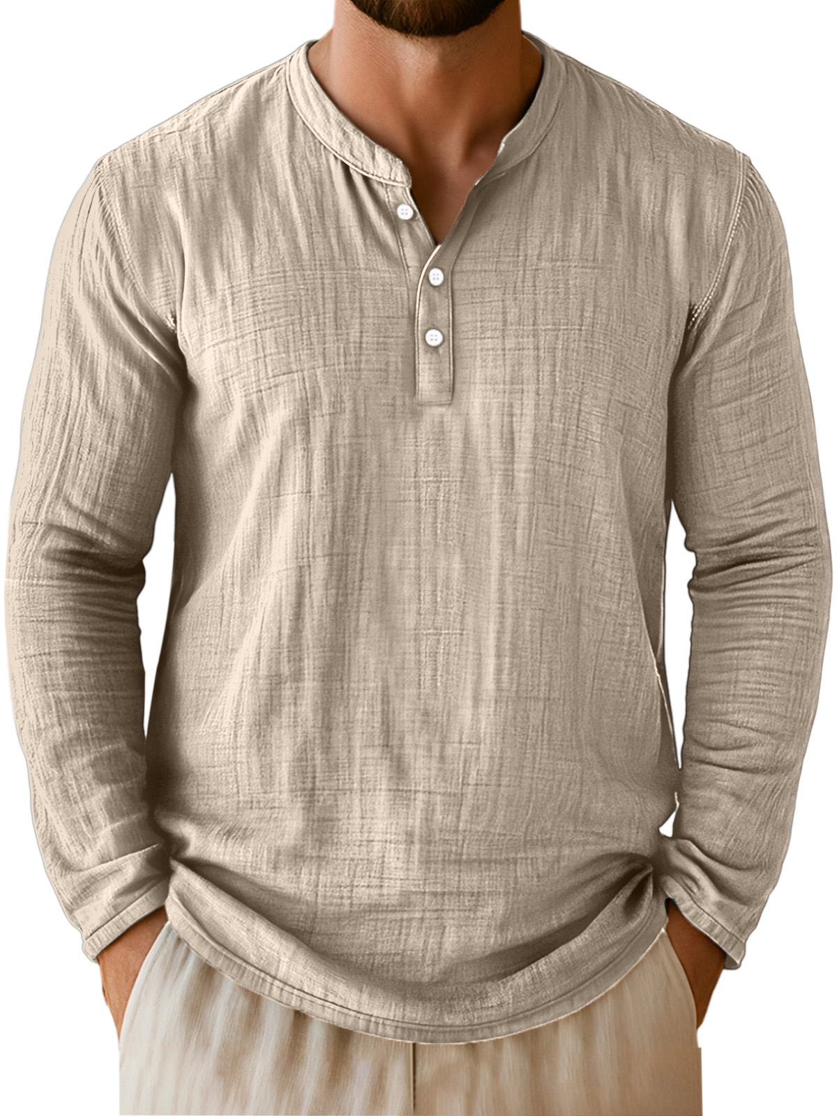 Herren Alltags Freizeit Atmungsaktive Einfarbige Langarm Henley Shirt-deurabatt