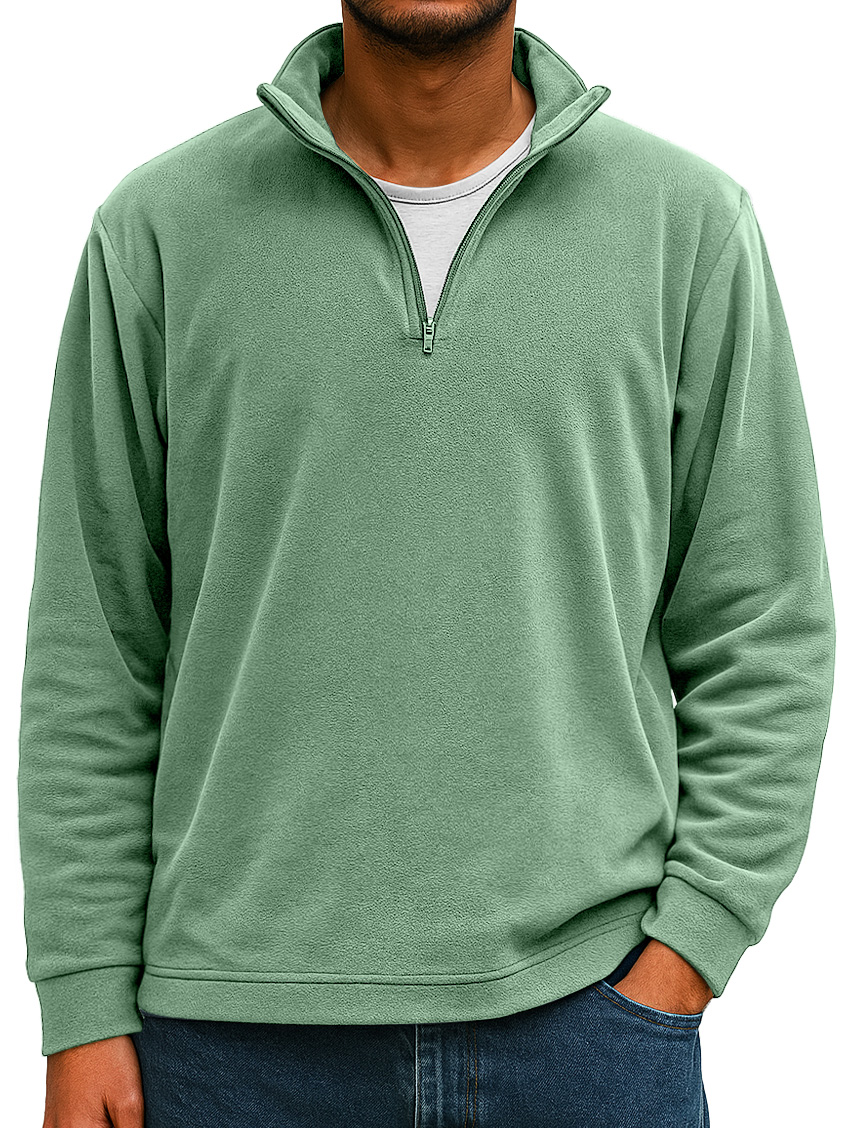 Herren Einfaches Lässiges Rippkragen Reißverschluss Langarm T-Shirt-deurabatt