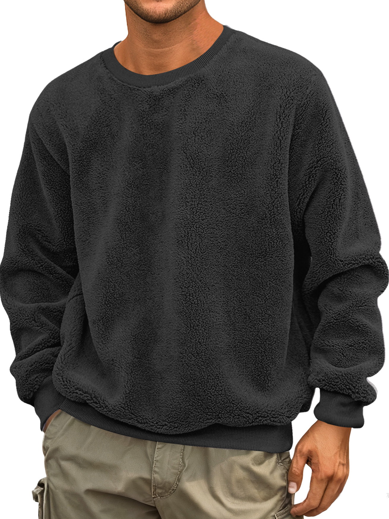 Herren Rundhals Doppelgesicht Samt Einfach Lässig Sweatshirt-deurabatt