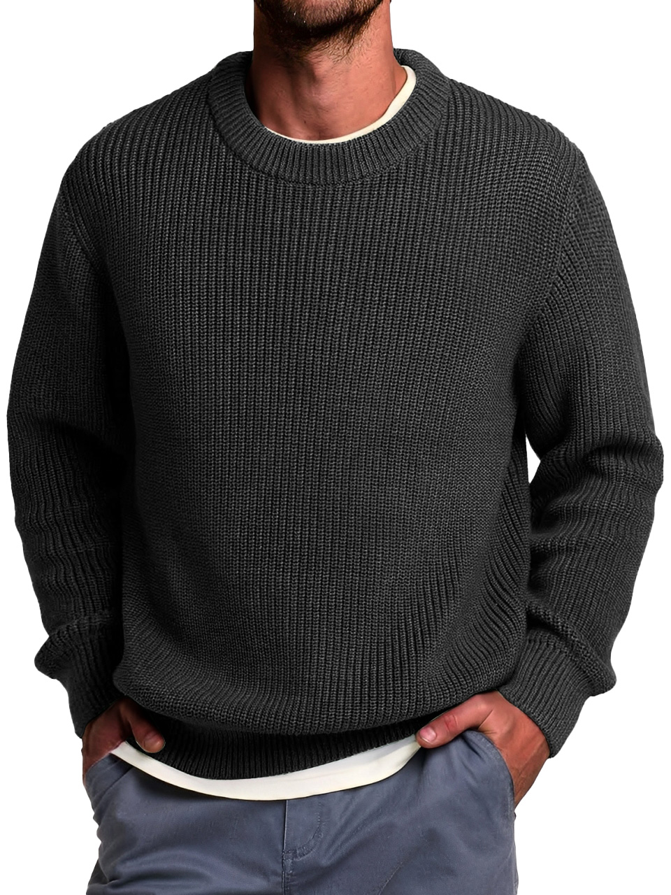 Einfacher und modischer Rundhals-Casual- und bequemer Pullover-deurabatt