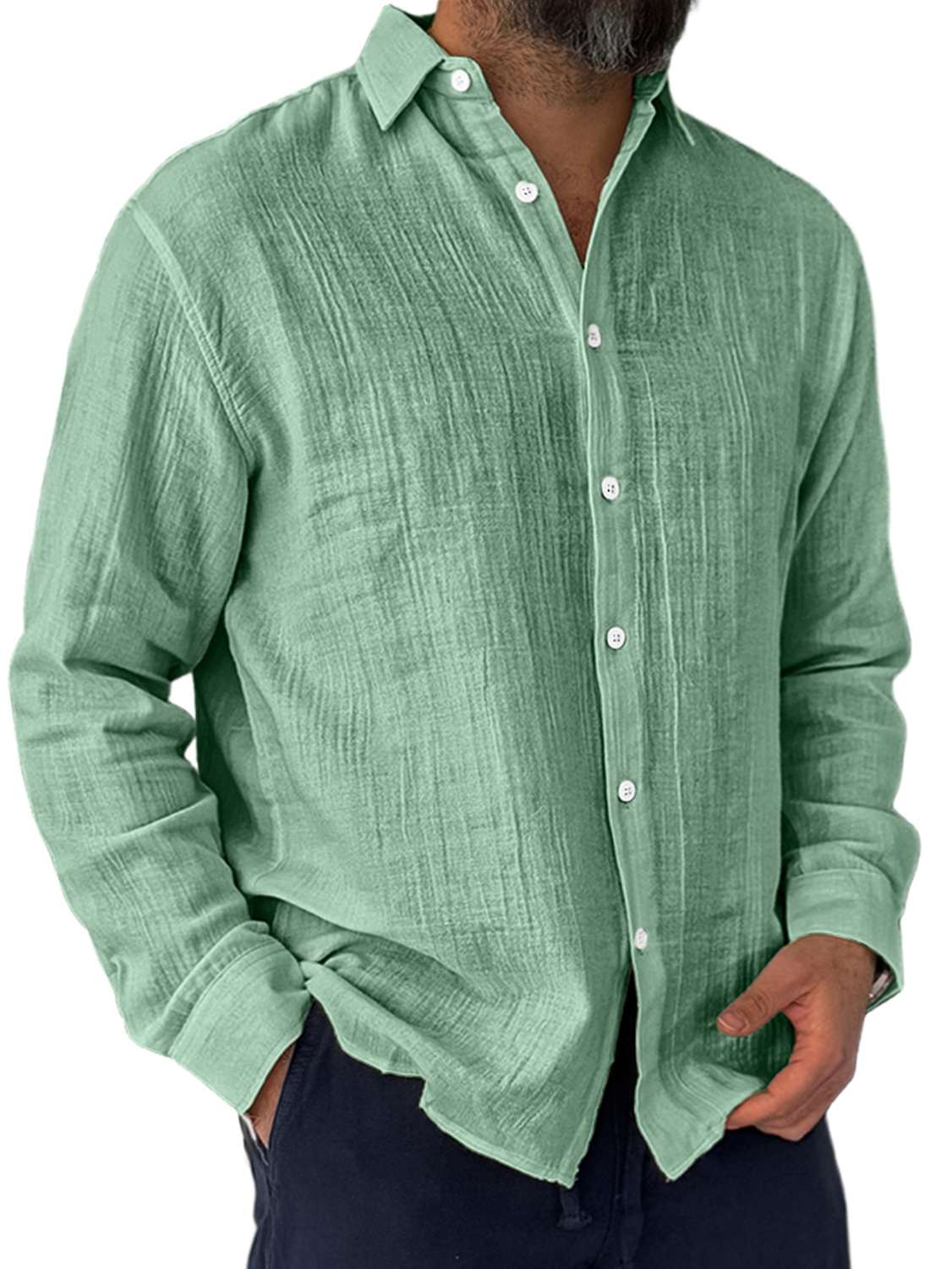 Herren Alltags Falten Freizeit Bequeme Langarmshirt-deurabatt