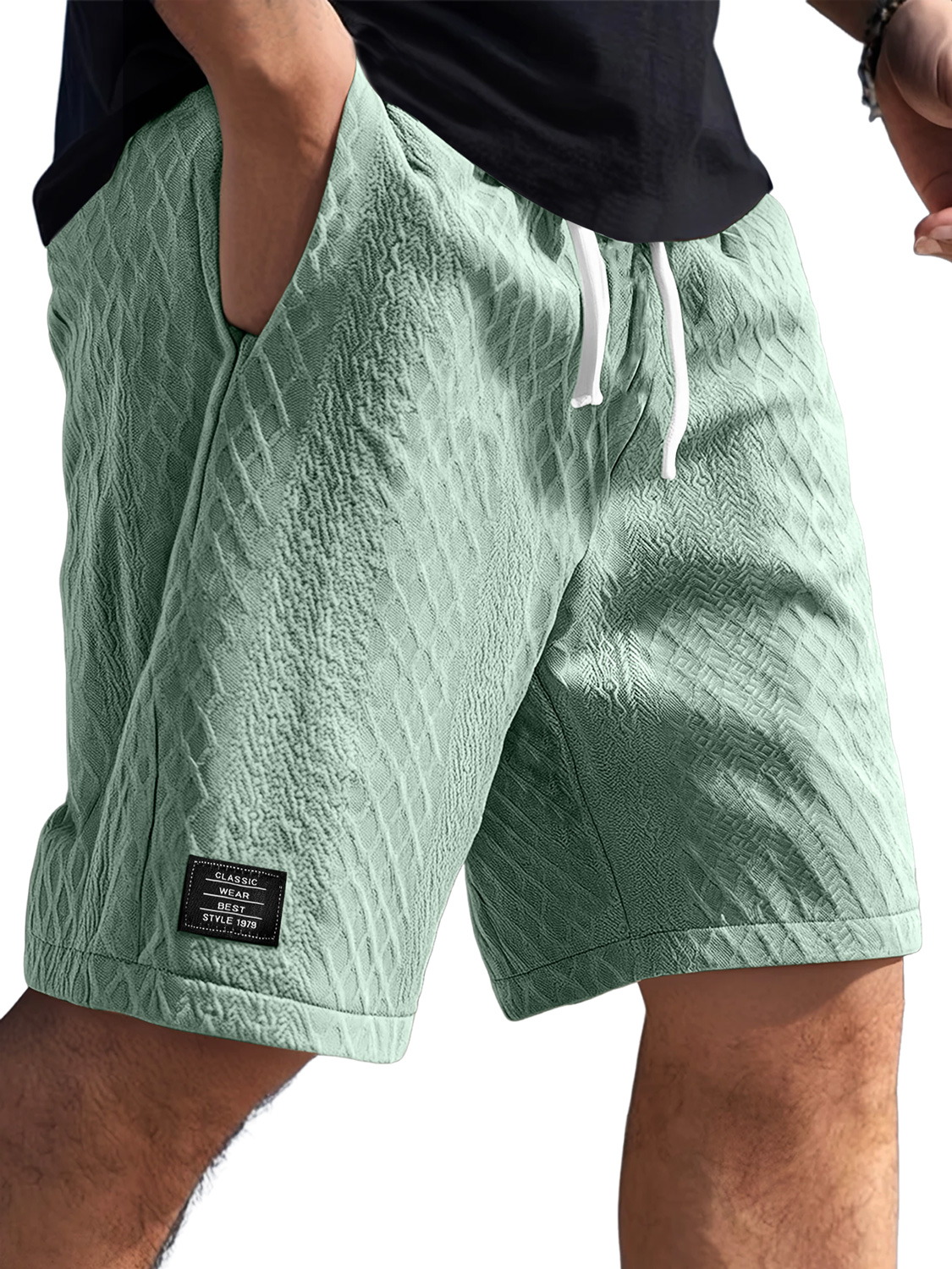 Herren Daily Jacquard Textur Logo Freizeit Einfarbige Shorts-ZierMode
