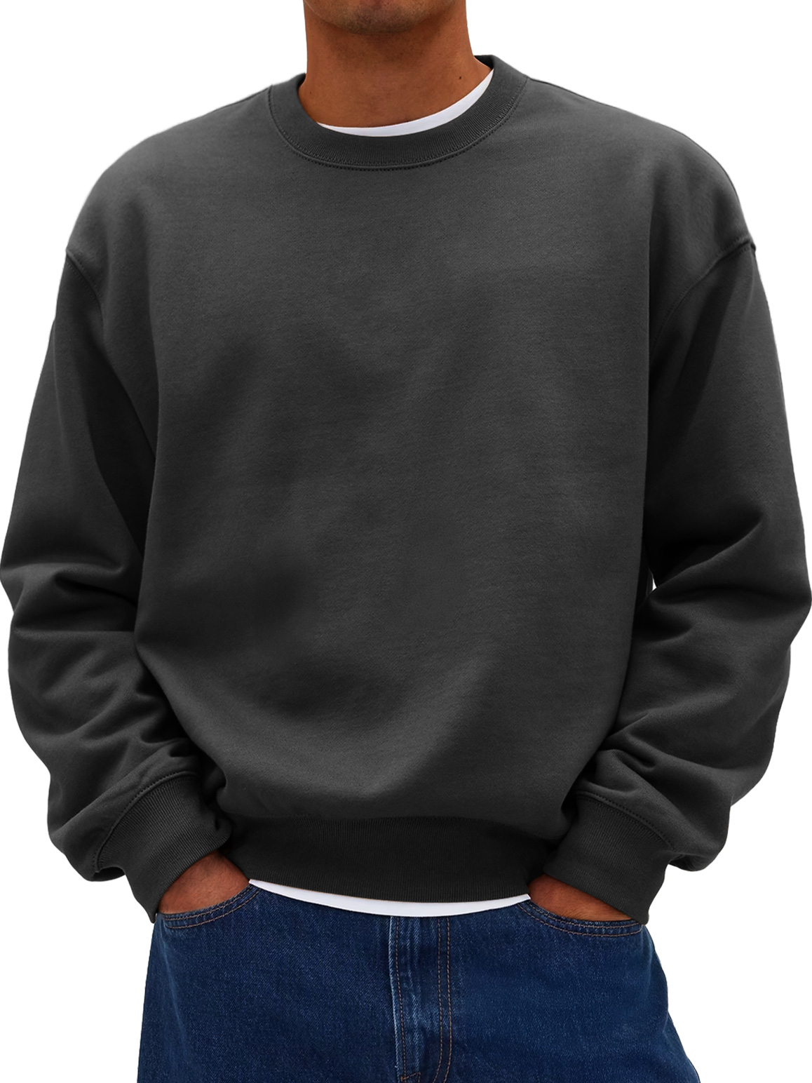 Herren Daily Rundhals Freizeit Baumwolle Einfarbig Sweatshirt-deurabatt