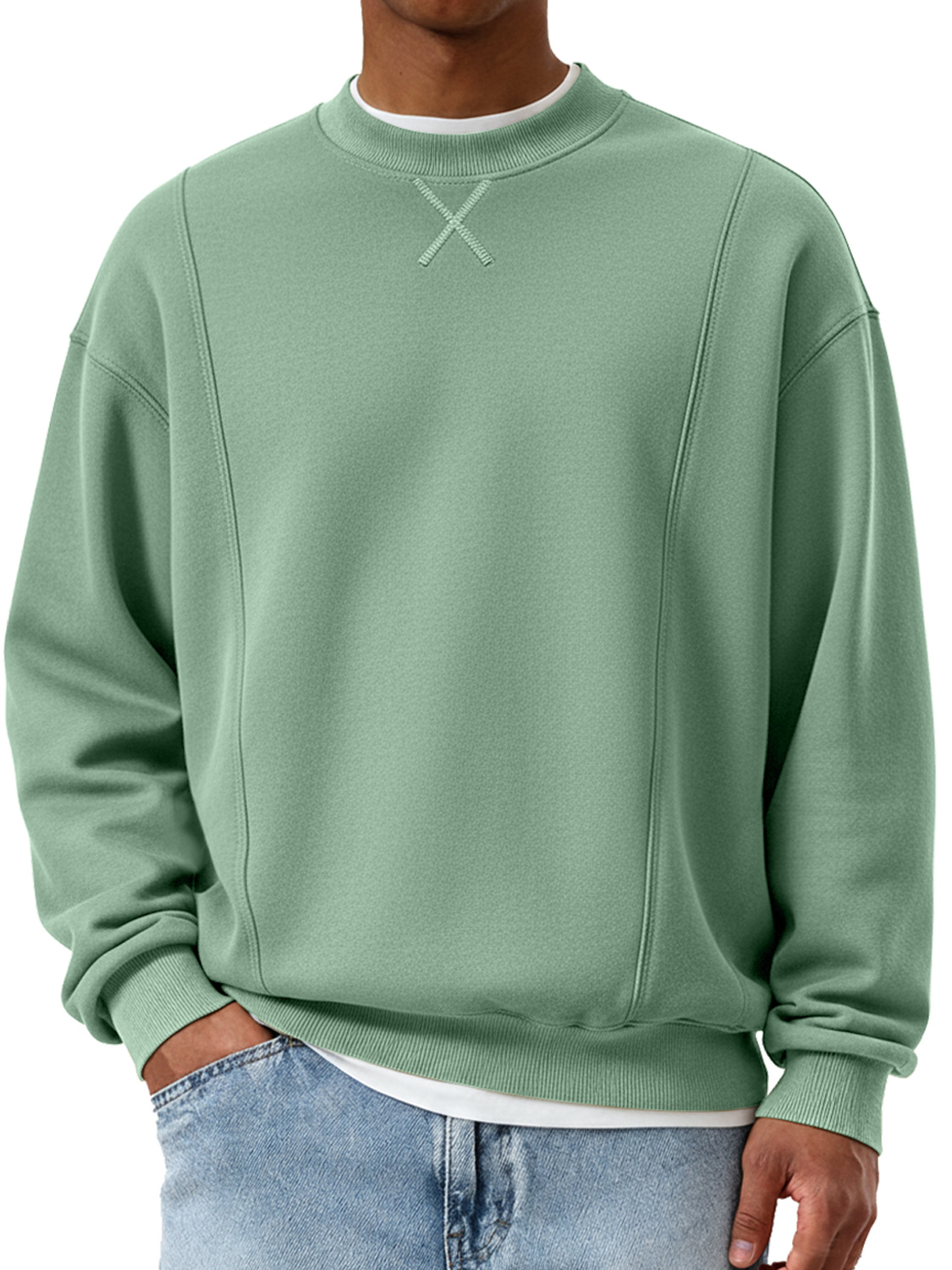 Herren modischer Rundhals-Patchwork-Design lässiger Sweatshirt-deurabatt