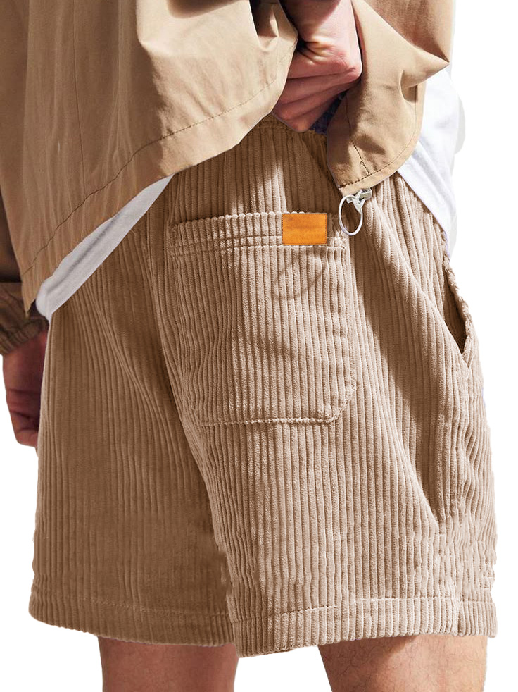 Herrenmode Freizeit Corduroy Logo Bestickte Shorts-ZierMode