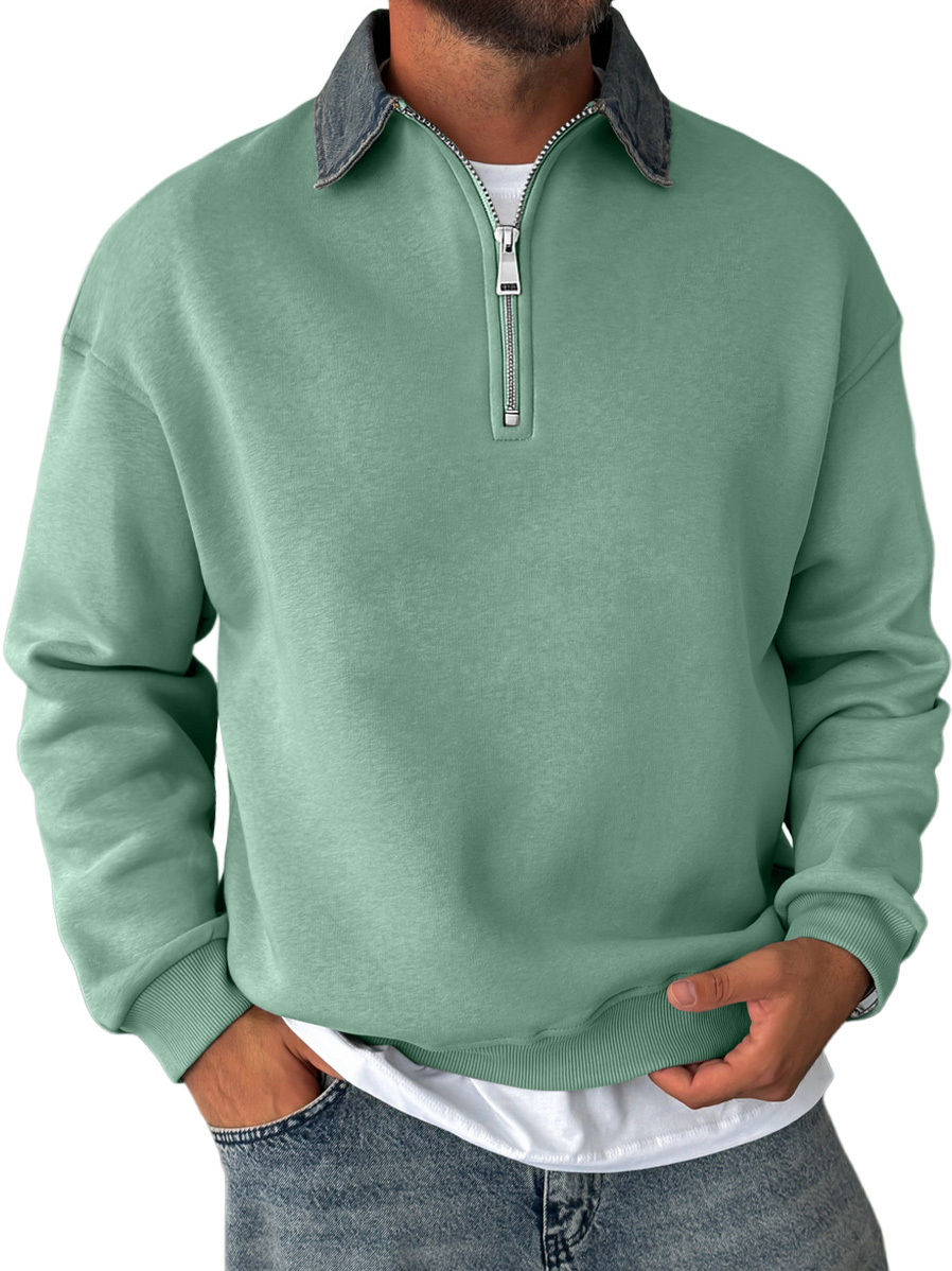 Herren Daily Stitching Revers Zipper Freizeit Sweatshirt-deurabatt