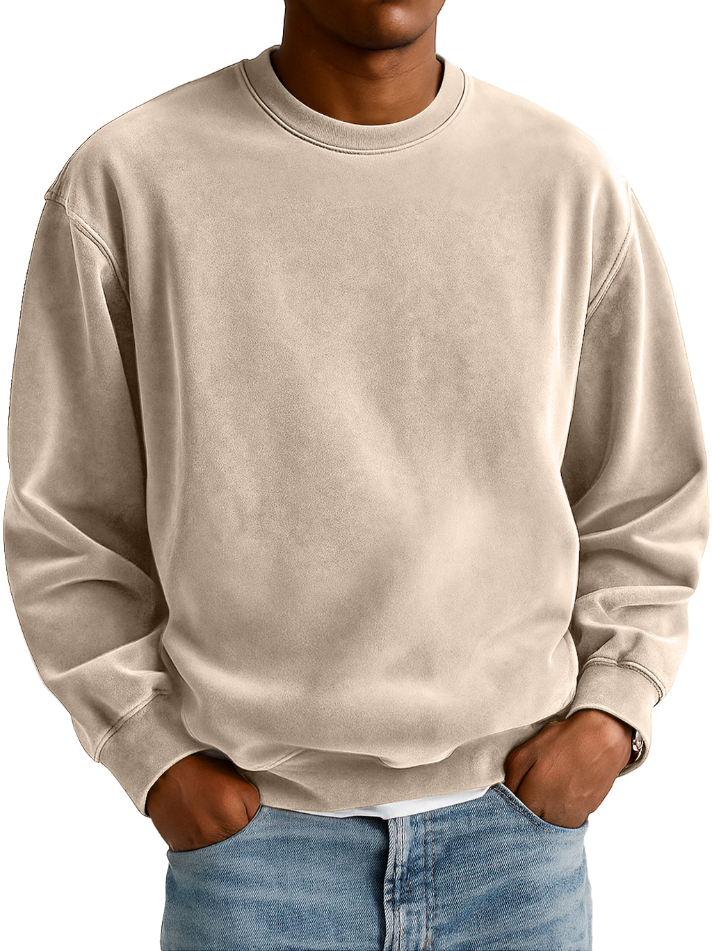 Herren Alltag Wildleder Rundhals Freizeit Komfort Sweatshirt-deurabatt