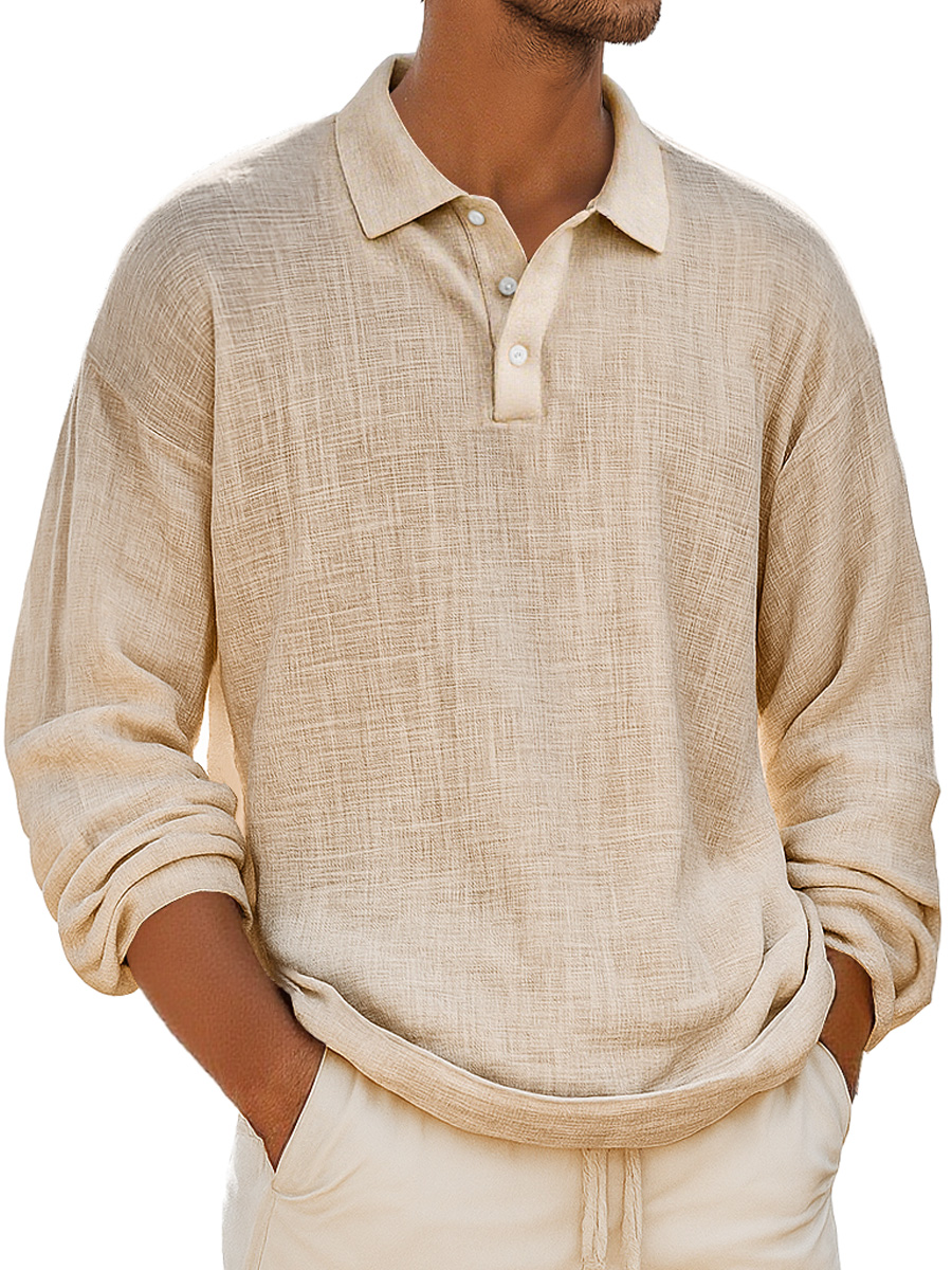 Herren Retro Alltag Kragen Knopf-Down Freizeit Bequem Langarm Polo-Shirt-deurabatt