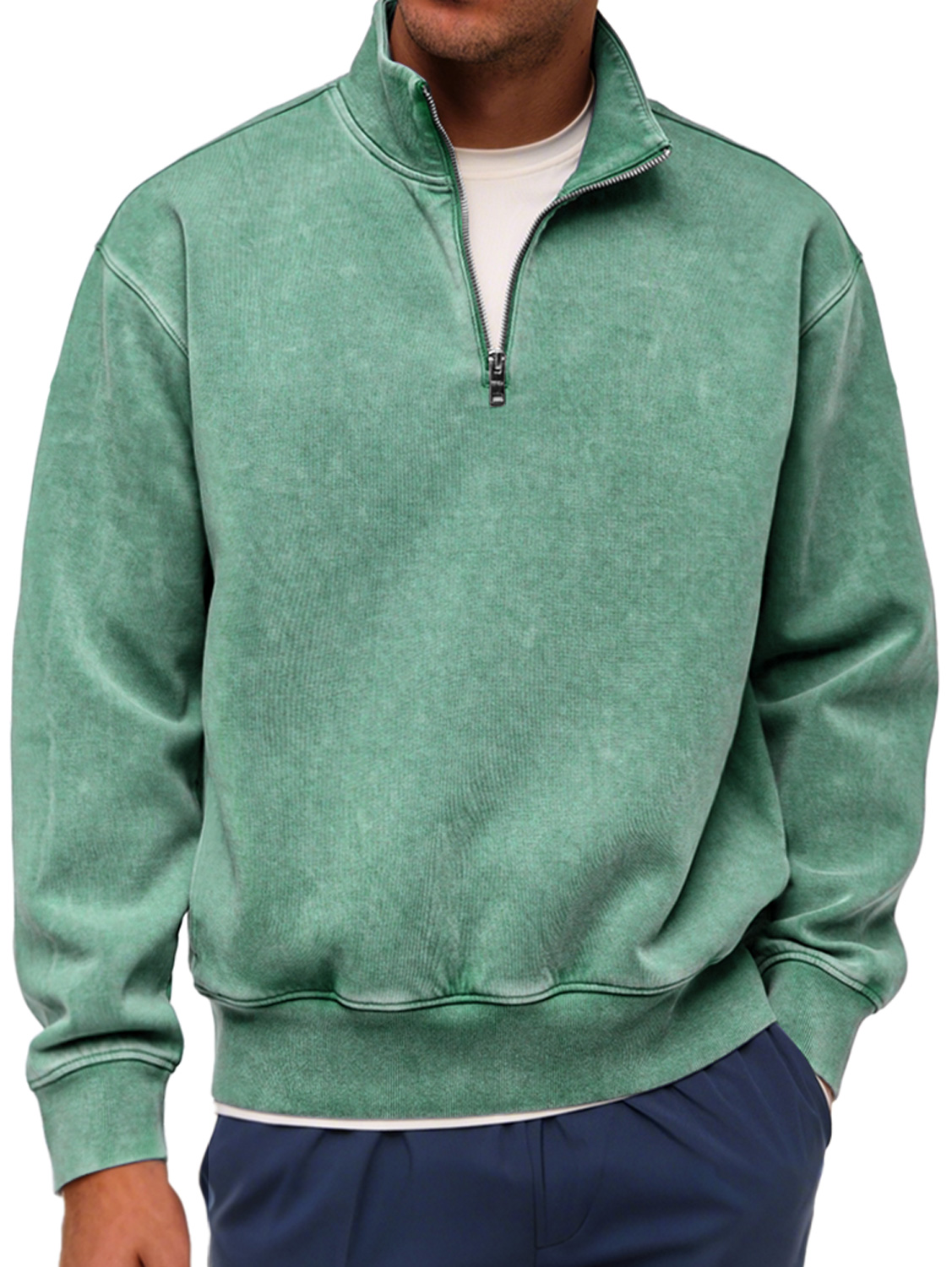 Herren Retro Mode Stehkragen Reißverschluss Lässiger Lockere Sweatshirt-deurabatt