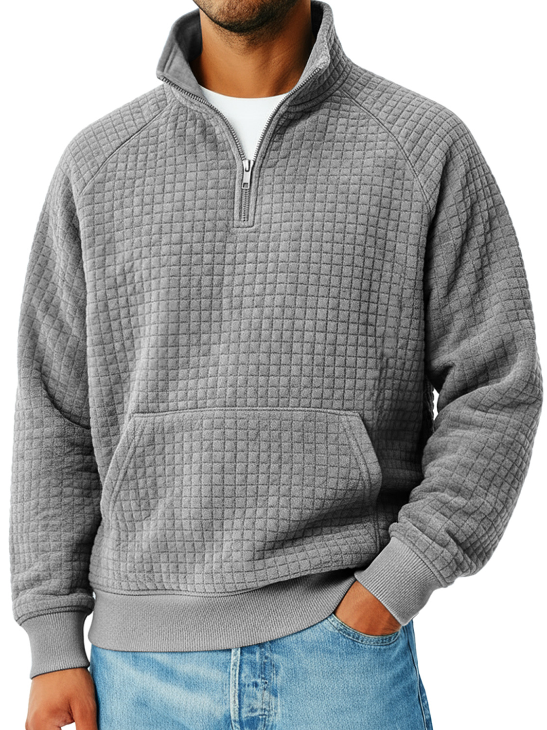Herren Kleine Karierte Knopf Kapuzen Freizeit Lockere Sweatshirt-deurabatt