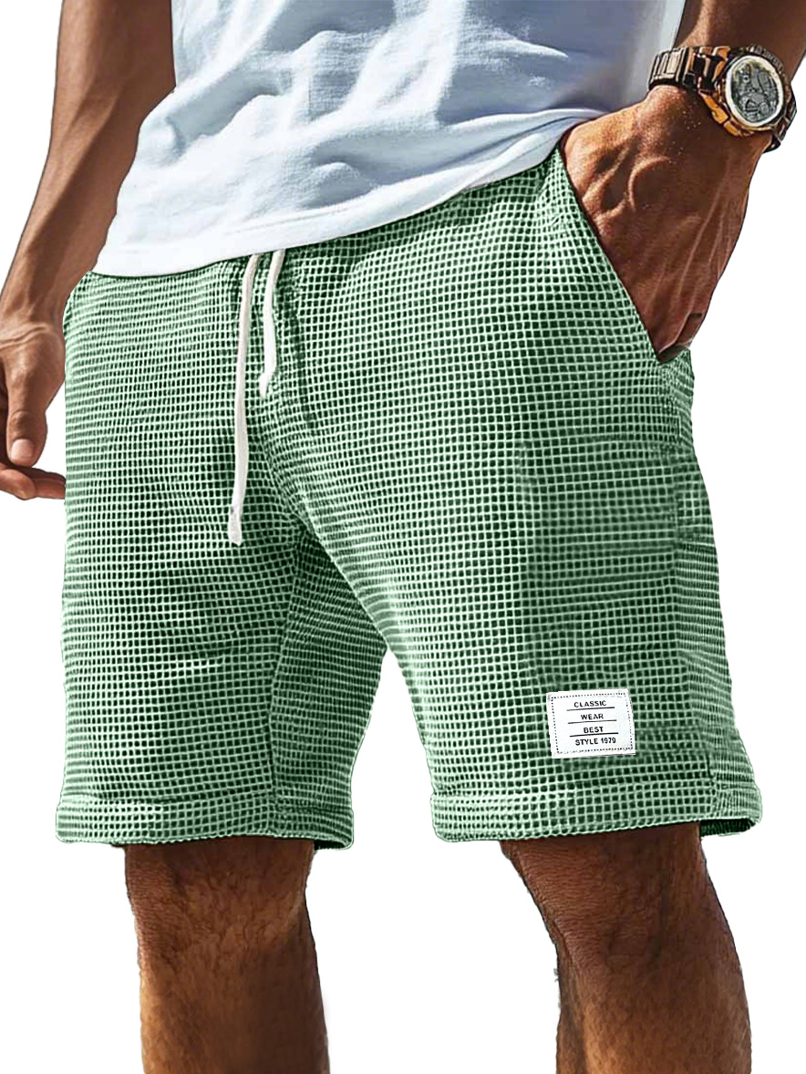 Herren Alltags Waffel Logo Kordelzug Komfort Shorts-ZierMode