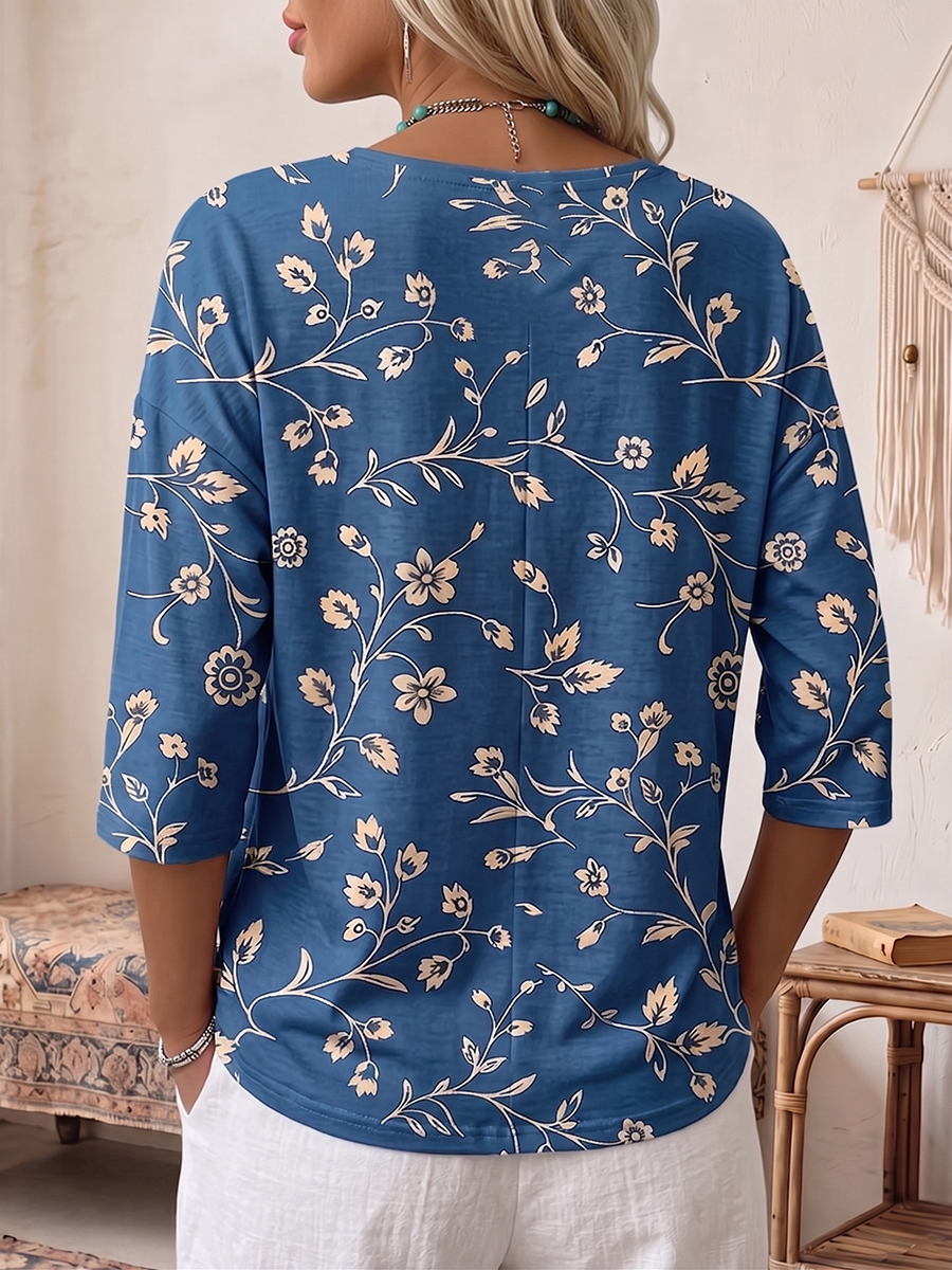 Cozy Colorful Watercolor-print Cotton T-shirt