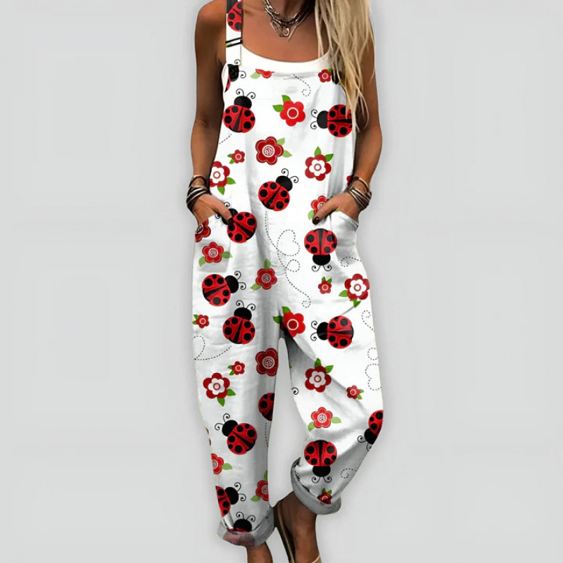 Bedruckter lockerer Overall | Damen Casual Ärmelloser Jumpsuit