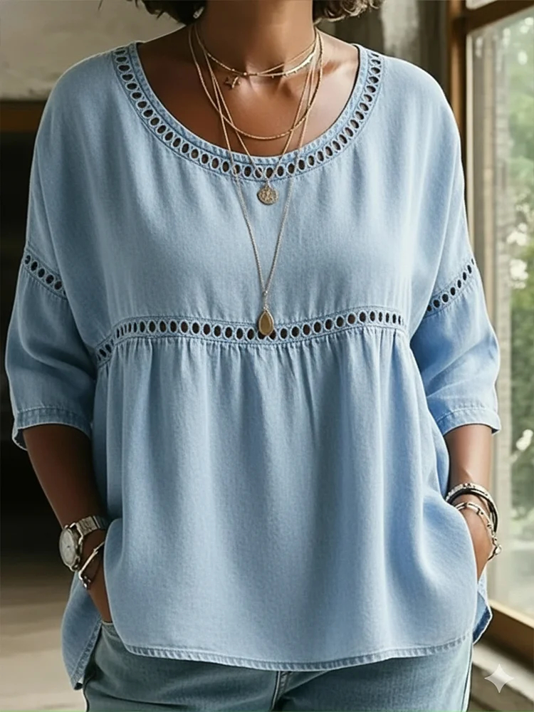New Arrivals🔥Women's Casual Webbing Denim Top