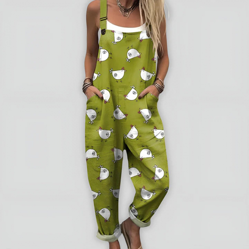 Bedruckter lockerer Overall | Damen Casual Ärmelloser Jumpsuit