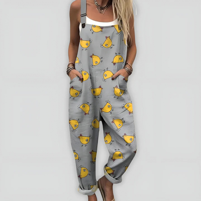 Bedruckter lockerer Overall | Damen Casual Ärmelloser Jumpsuit