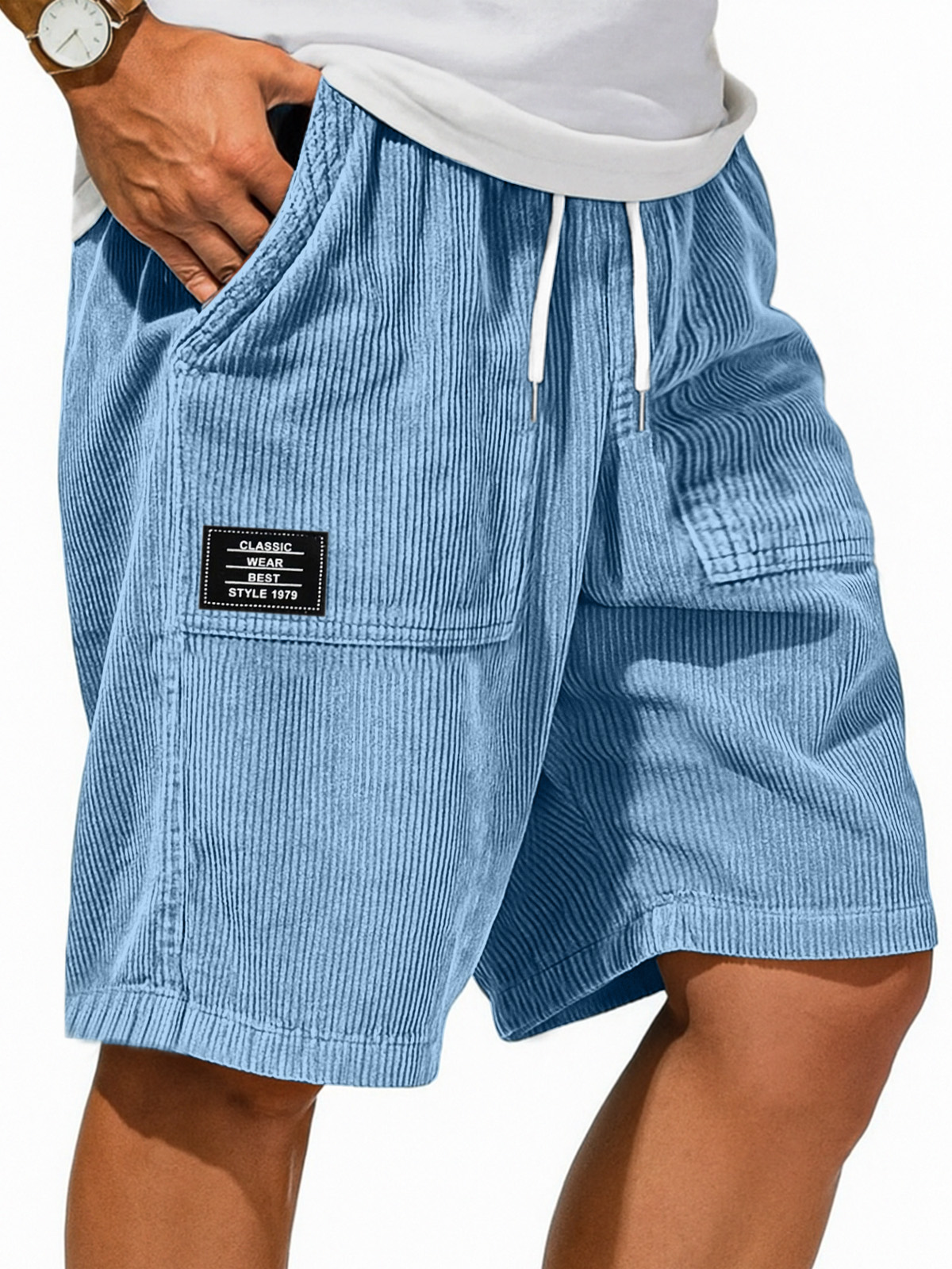 Herren Retro Einfarbig Design Gefühl Logo Freizeit Shorts-ZierMode