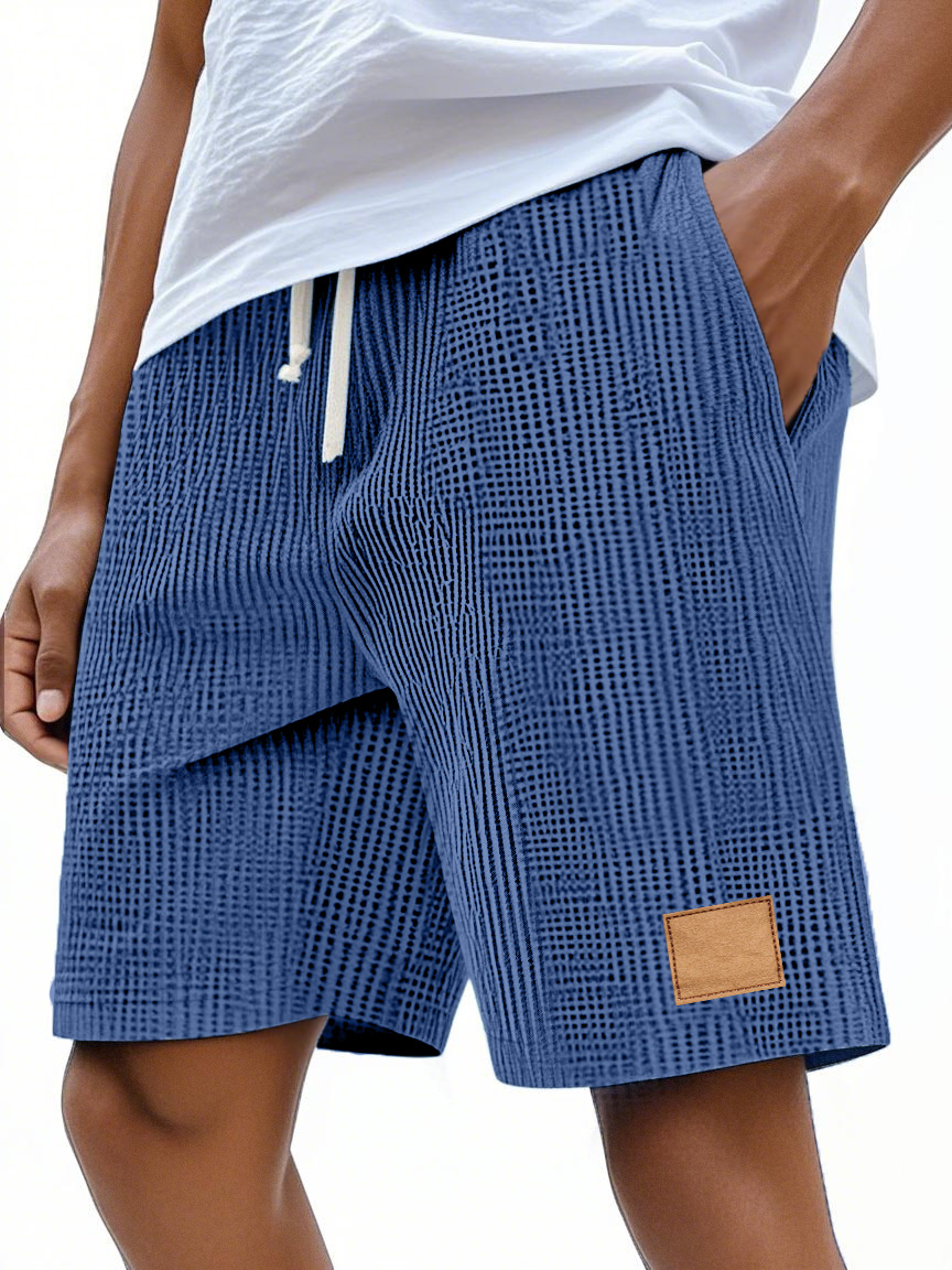 Lässige Retro-Shorts für Herren mit Waffelmuster und Logo-Print-ZierMode