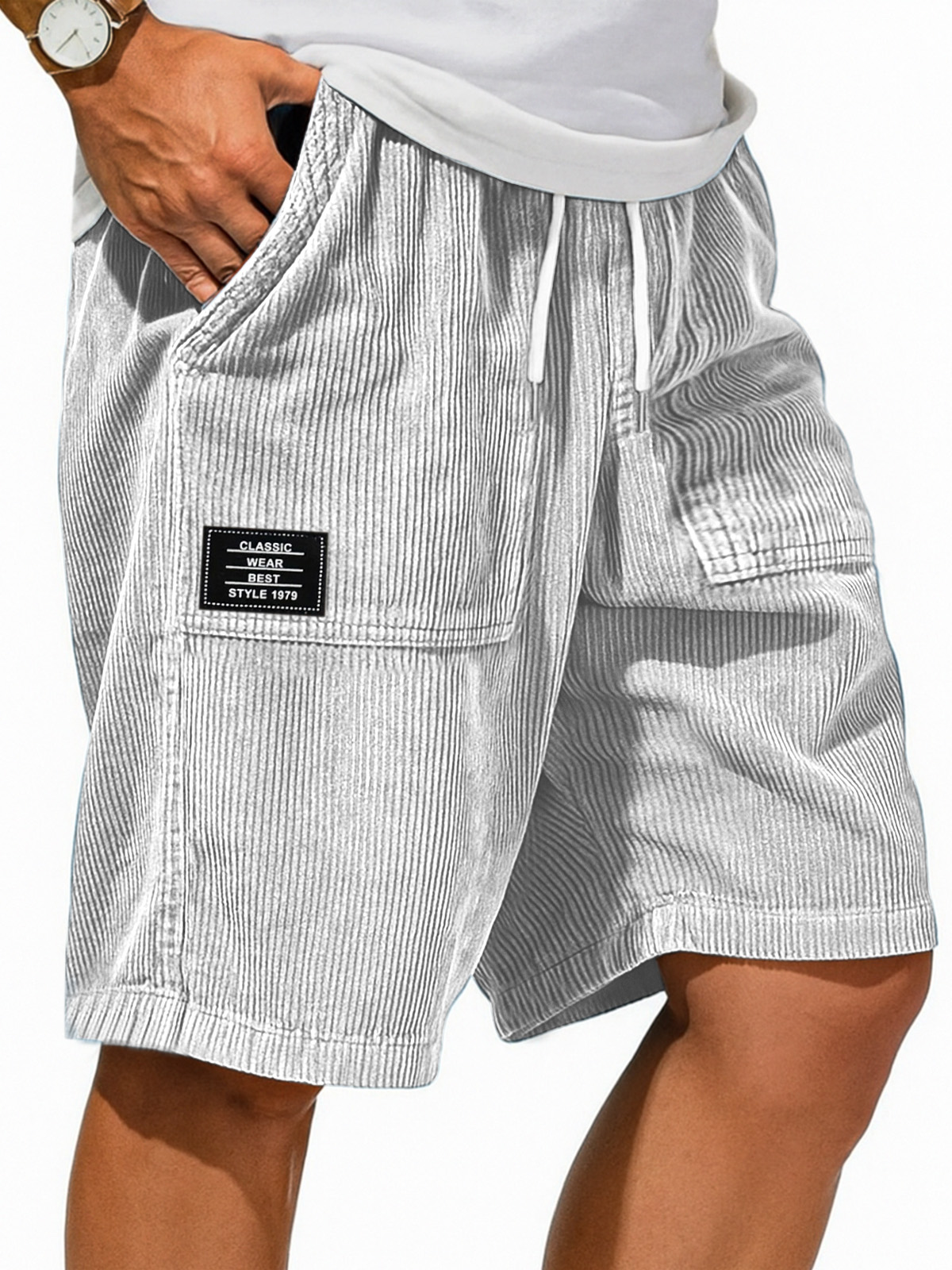 Herren Retro Einfarbig Design Gefühl Logo Freizeit Shorts-ZierMode