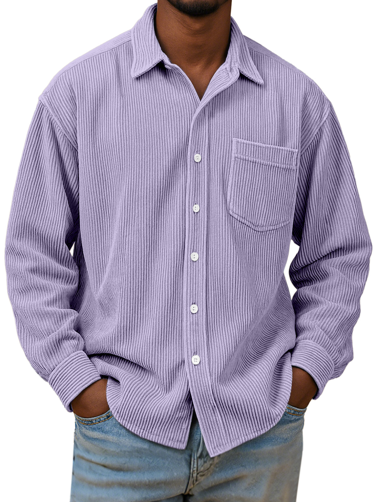 Herren Freizeit Einfach Einfarbig Corduroy Langarmhemd-deurabatt