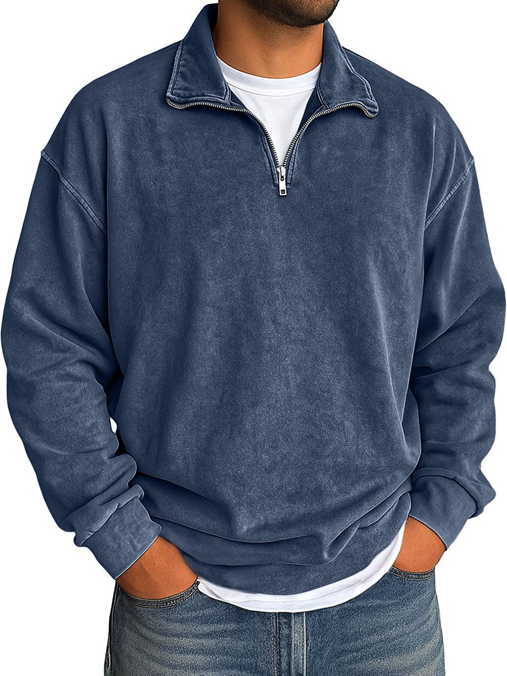 Herren Retro Daily Stehkragen Reißverschluss Gebraucht Hoodie-deurabatt