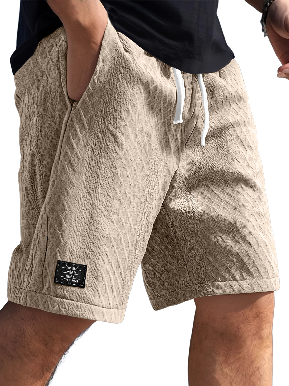 Herren Daily Jacquard Textur Logo Freizeit Einfarbige Shorts-ZierMode