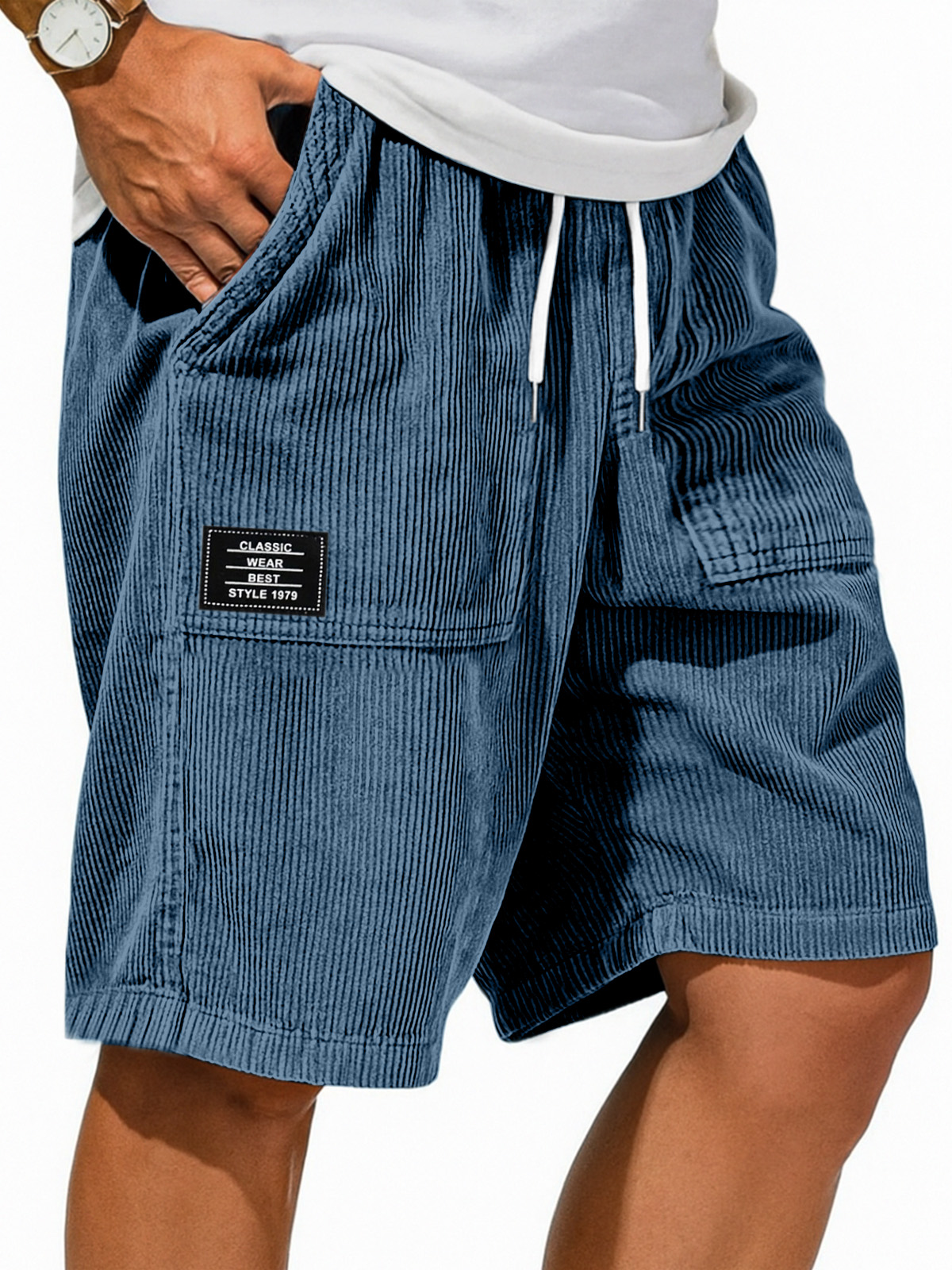 Herren Retro Einfarbig Design Gefühl Logo Freizeit Shorts-ZierMode