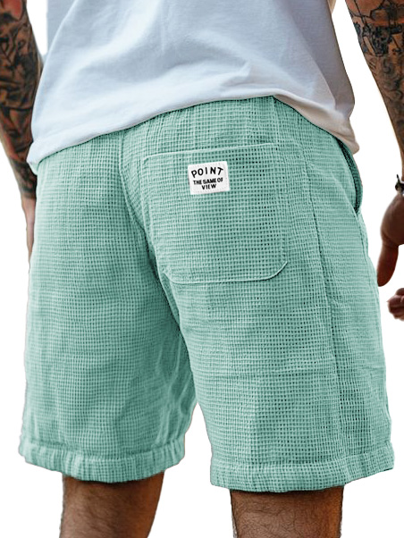 Herrenmode Freizeit Waffelstoff Logo gestickte Shorts-ZierMode