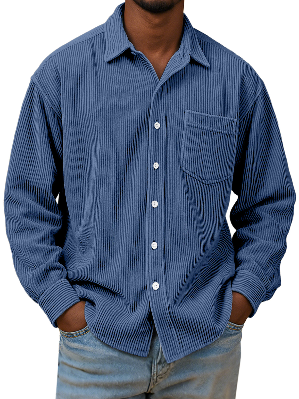 Herren Freizeit Einfach Einfarbig Corduroy Langarmhemd-deurabatt