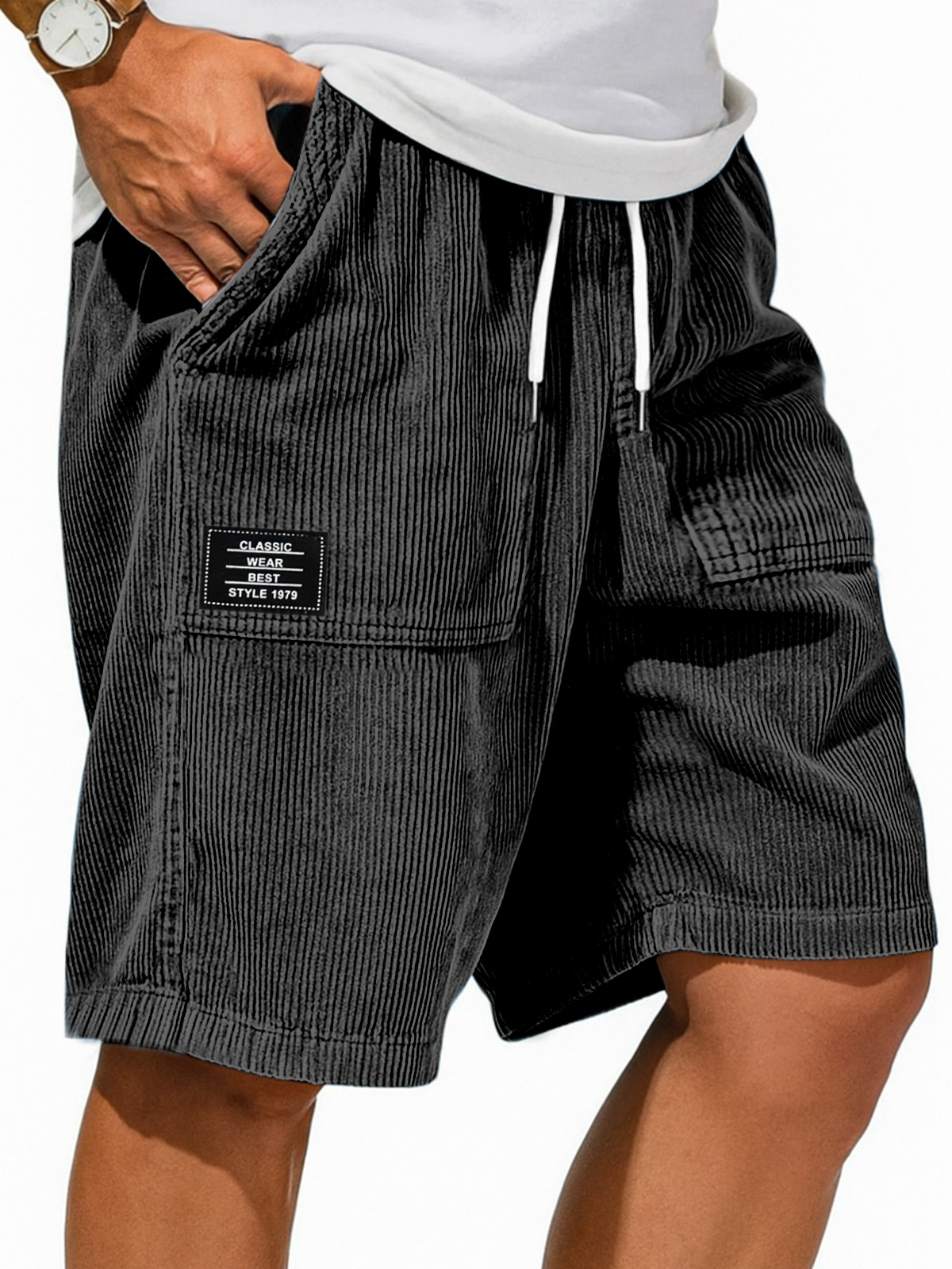Herren Retro Einfarbig Design Gefühl Logo Freizeit Shorts-ZierMode