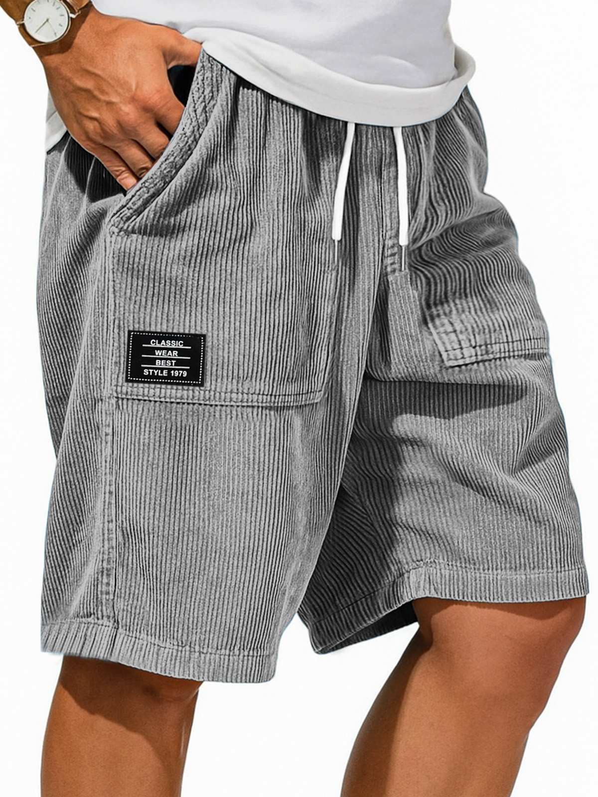 Herren Retro Einfarbig Design Gefühl Logo Freizeit Shorts-ZierMode