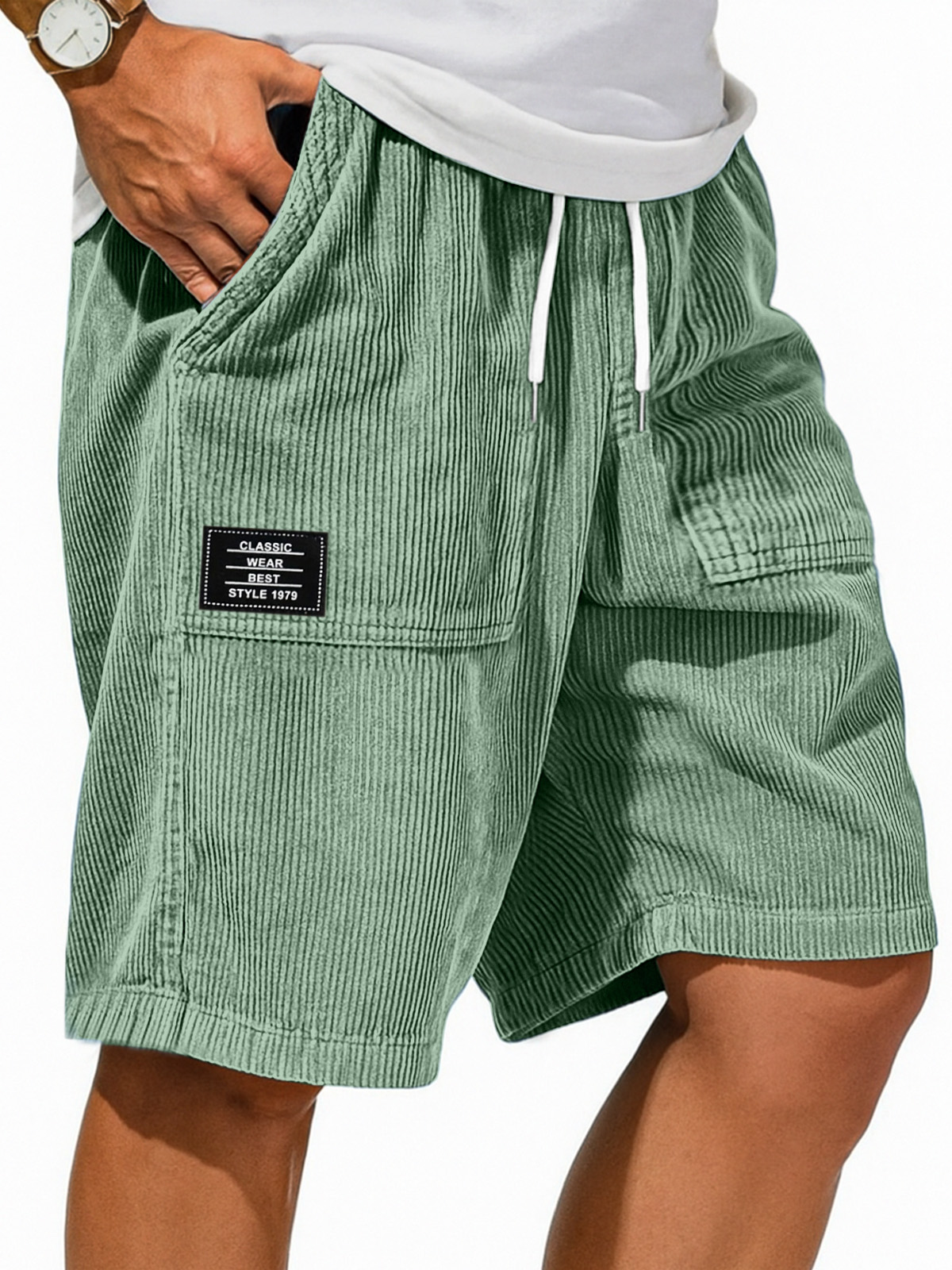 Herren Retro Einfarbig Design Gefühl Logo Freizeit Shorts-ZierMode