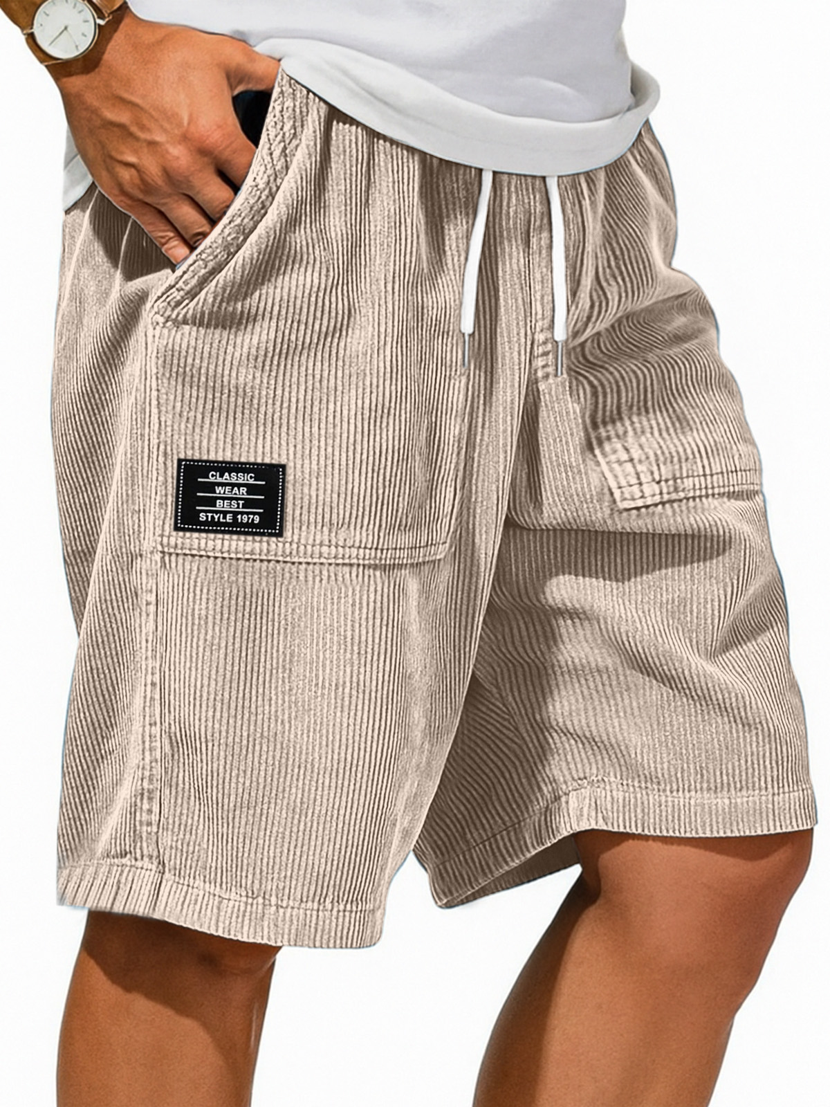 Herren Retro Einfarbig Design Gefühl Logo Freizeit Shorts-ZierMode