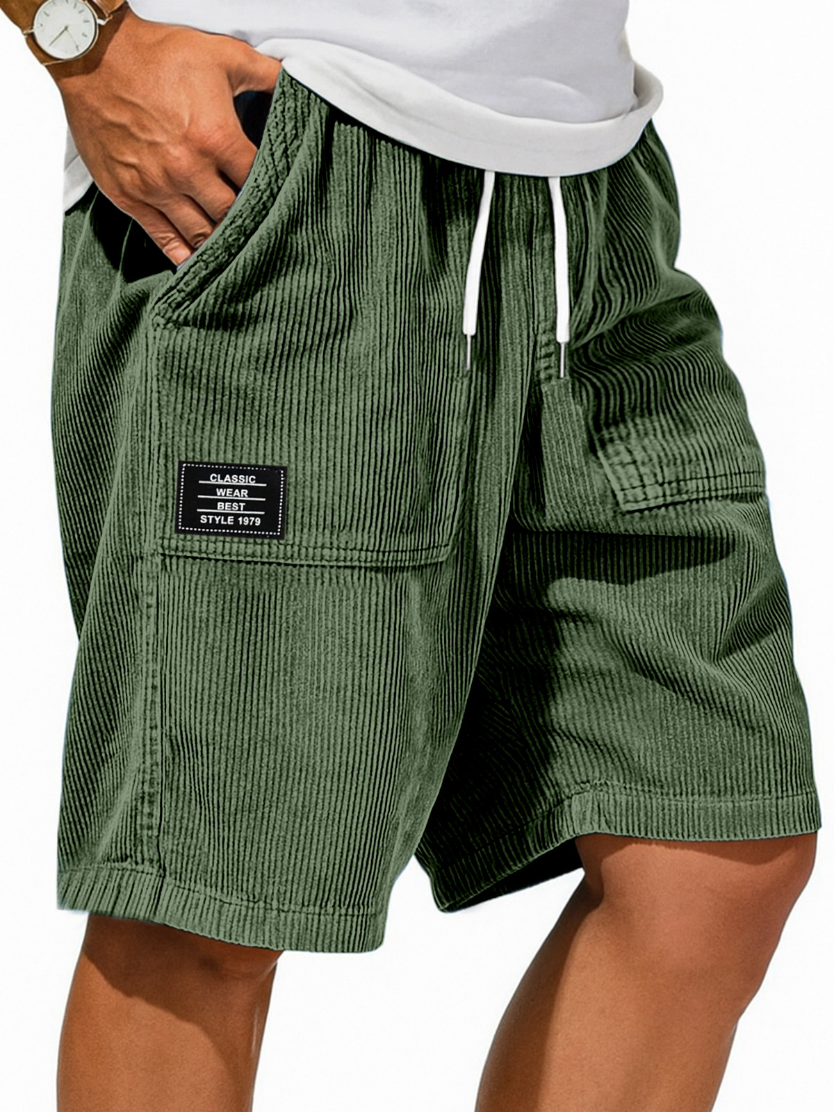 Herren Retro Einfarbig Design Gefühl Logo Freizeit Shorts-ZierMode