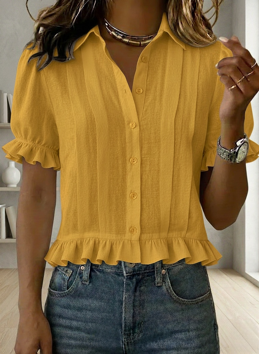 New Arrivals🔥Women’s Ruffle Hem Button-Up Shirt