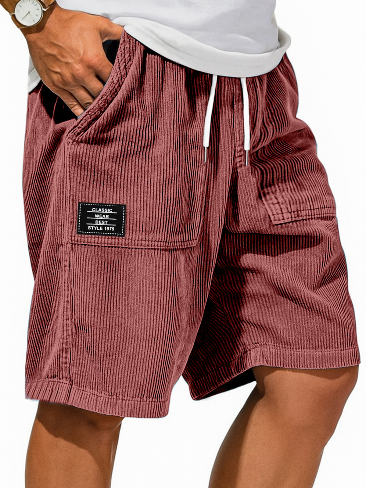 Herren Retro Einfarbig Design Gefühl Logo Freizeit Shorts-ZierMode