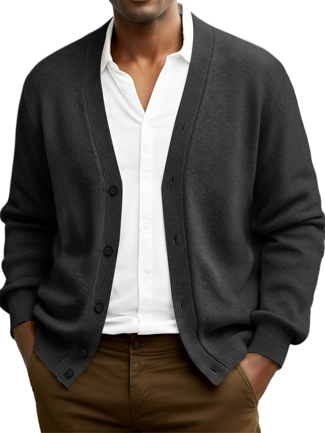 Herren Einfacher Lässiger Lockere Einreiher Pullover Cardigan-deurabatt