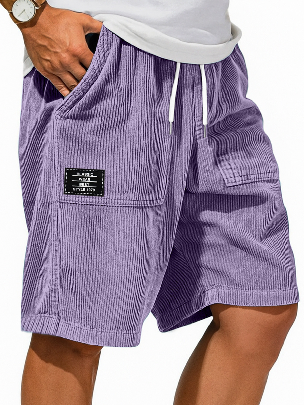 Herren Retro Einfarbig Design Gefühl Logo Freizeit Shorts-ZierMode