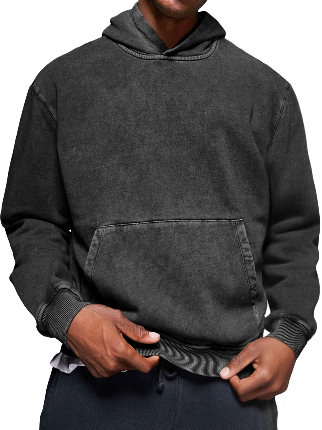 Herren Vintage Distressed Gewaschen Baumwolle Kapuzenpullover-deurabatt