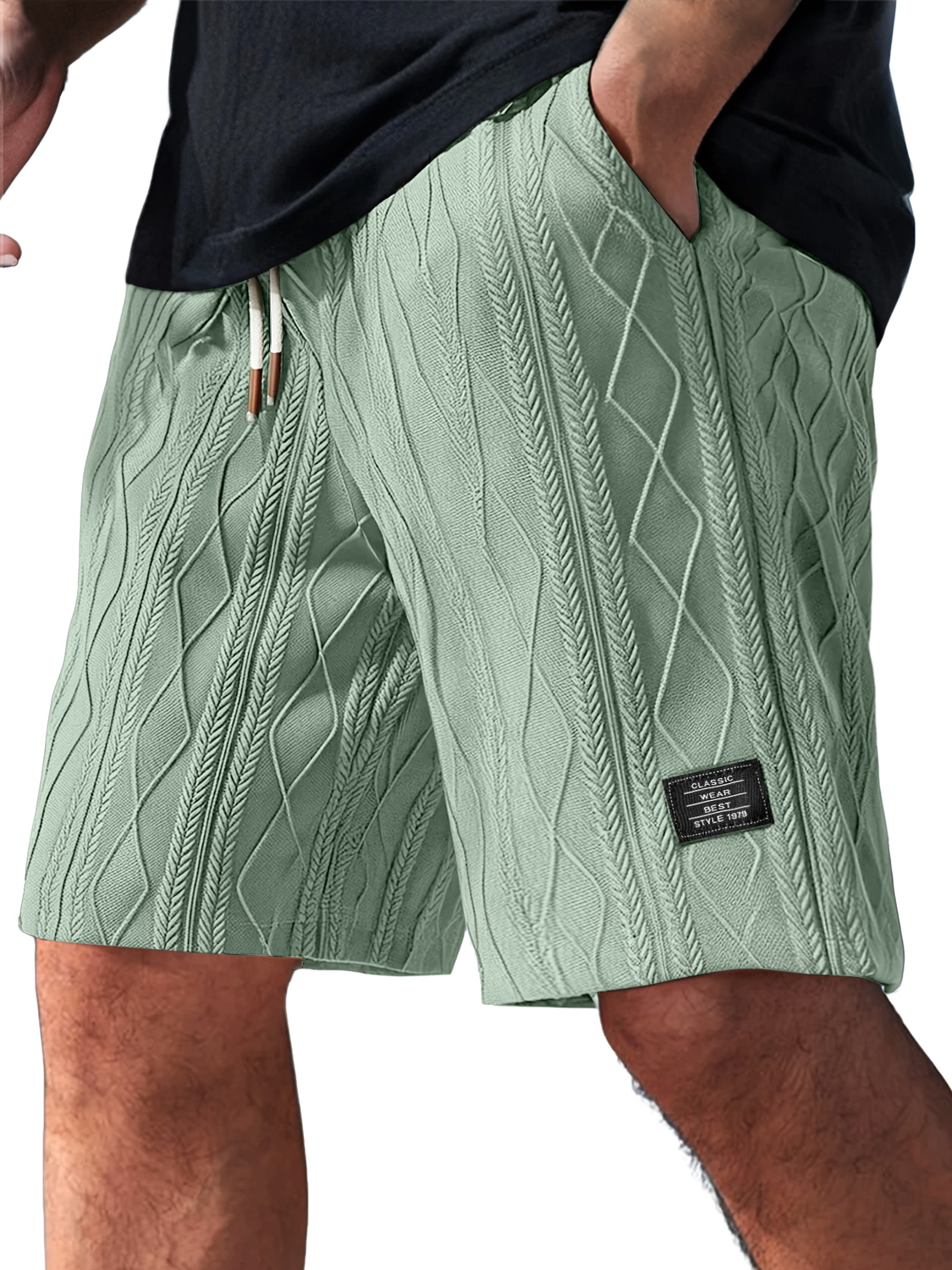 Herren Daily Casual Jacquard Struktur Besticktes Logo Shorts-ZierMode