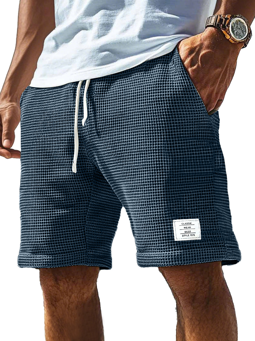 Herren Alltags Waffel Logo Kordelzug Komfort Shorts-ZierMode
