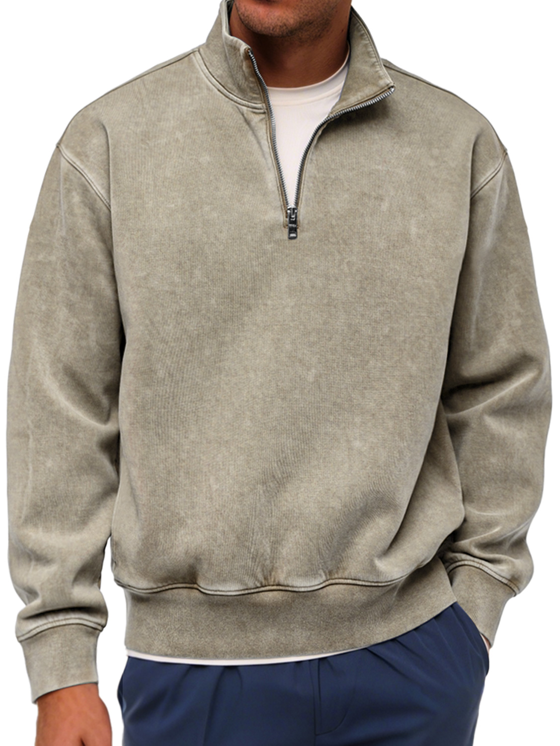 Herren Retro Mode Stehkragen Reißverschluss Lässiger Lockere Sweatshirt-deurabatt