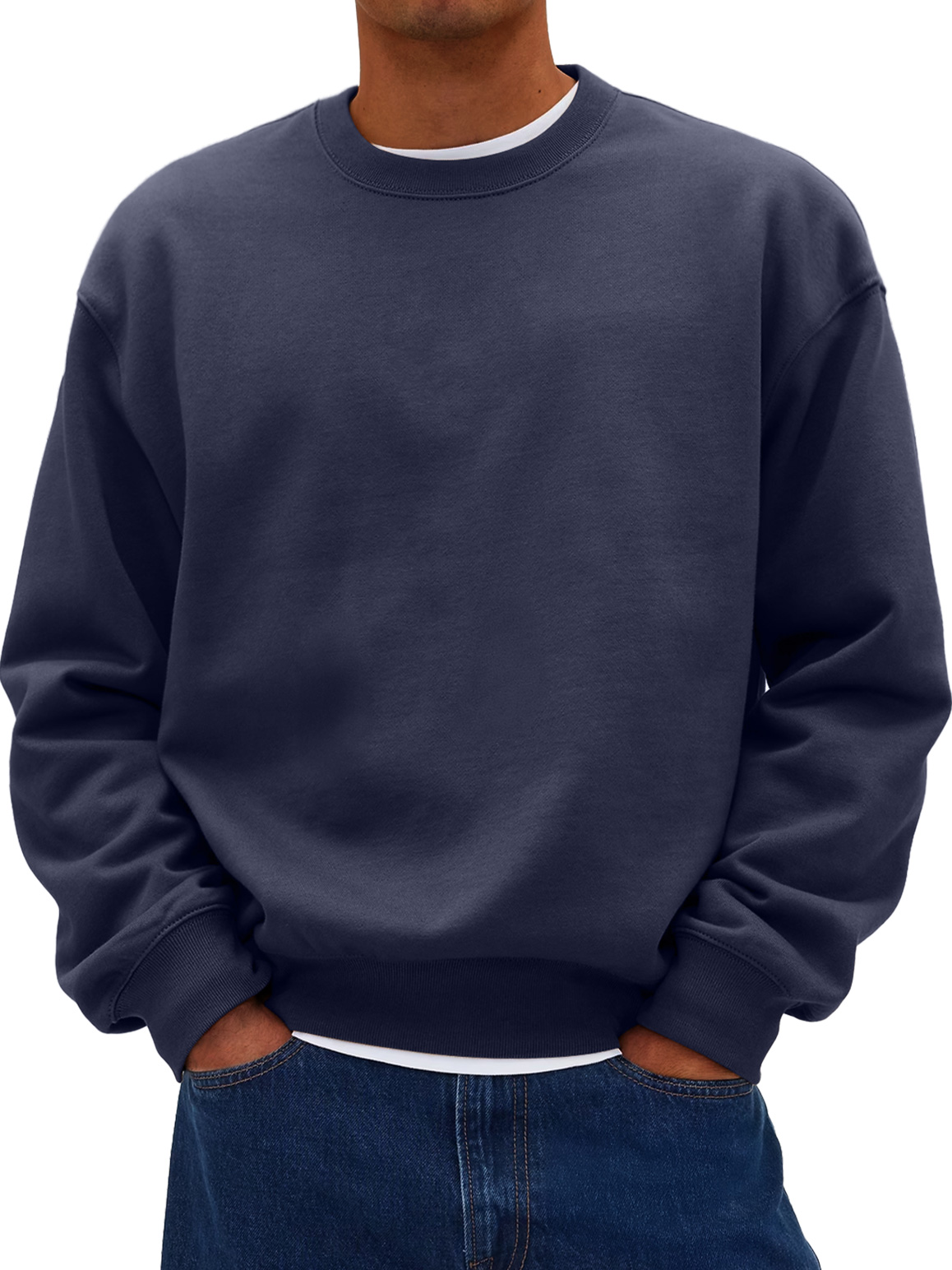 Herren Daily Rundhals Freizeit Baumwolle Einfarbig Sweatshirt-deurabatt
