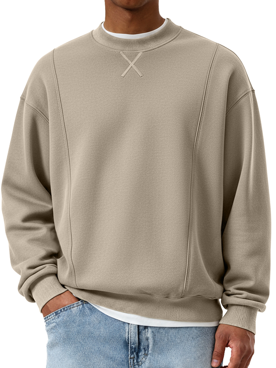 Herren modischer Rundhals-Patchwork-Design lässiger Sweatshirt-deurabatt