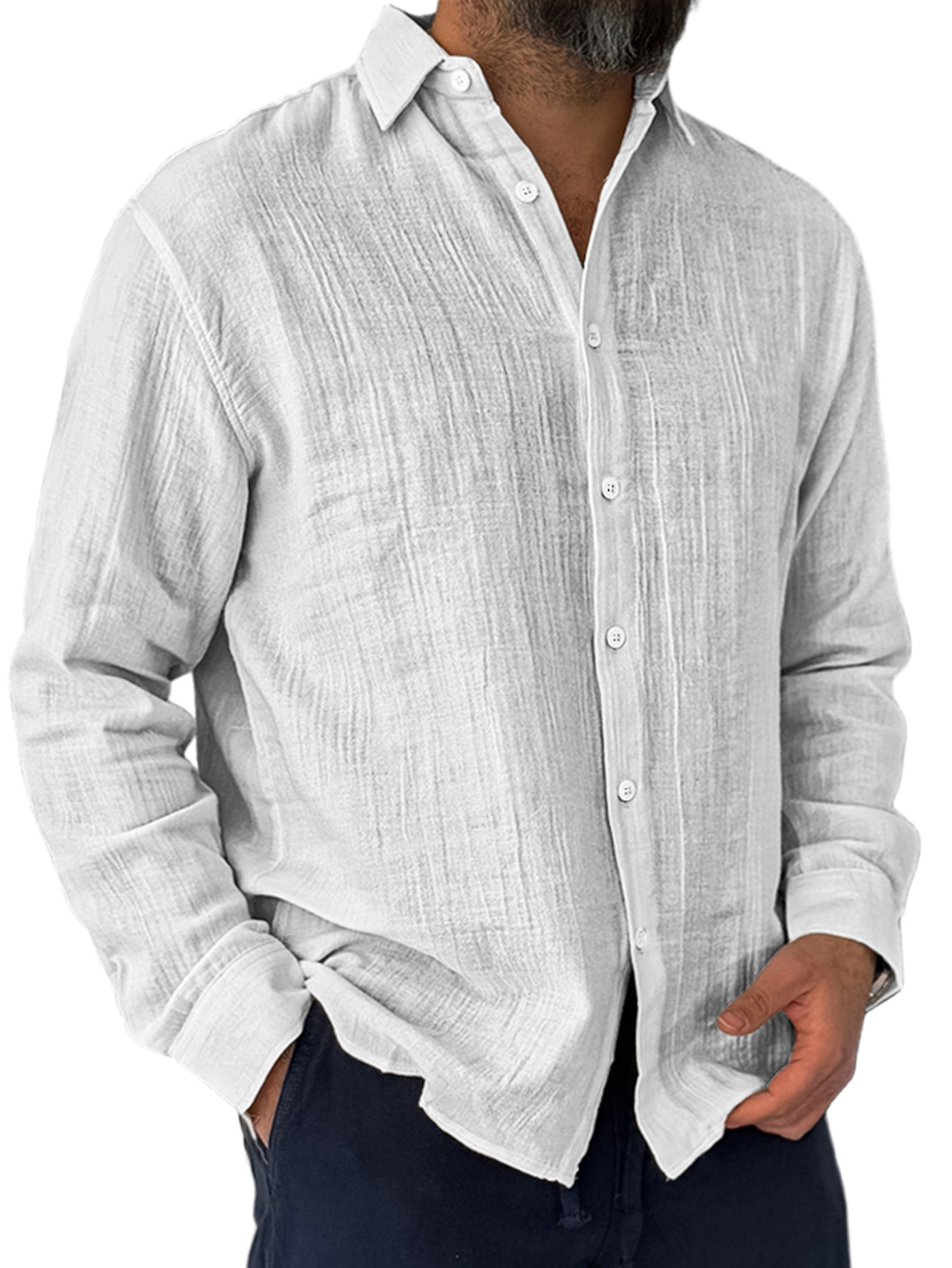 Herren Alltags Falten Freizeit Bequeme Langarmshirt-deurabatt