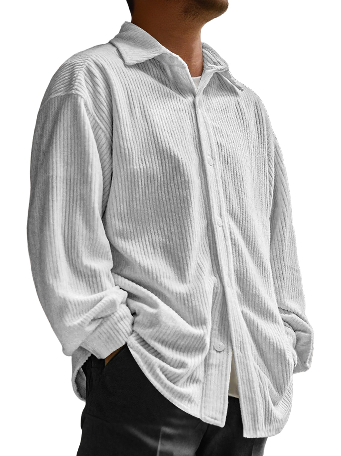 Herren Daily Corduroy Freizeit- und Bequeme Langarmhemd-deurabatt