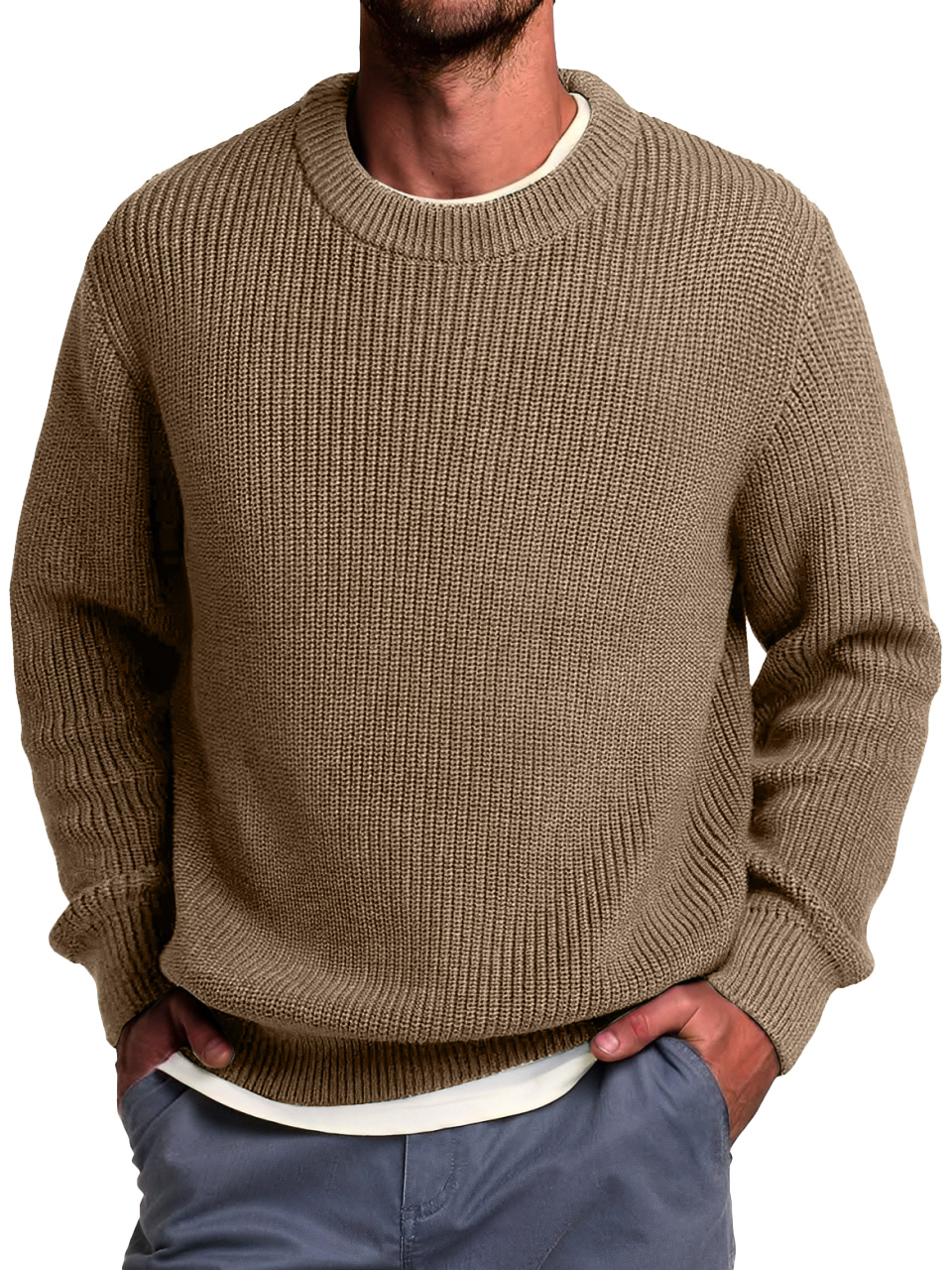 Einfacher und modischer Rundhals-Casual- und bequemer Pullover-deurabatt