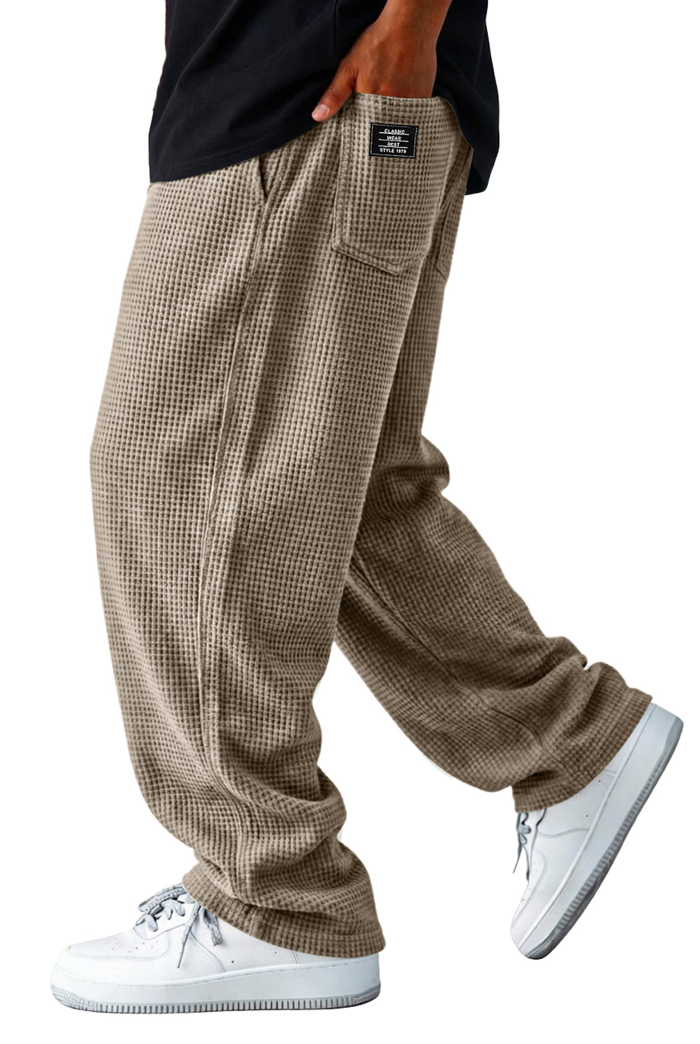 Herren Waffelstrick Freizeitlockere Hose mit gesticktem Logo-deurabatt