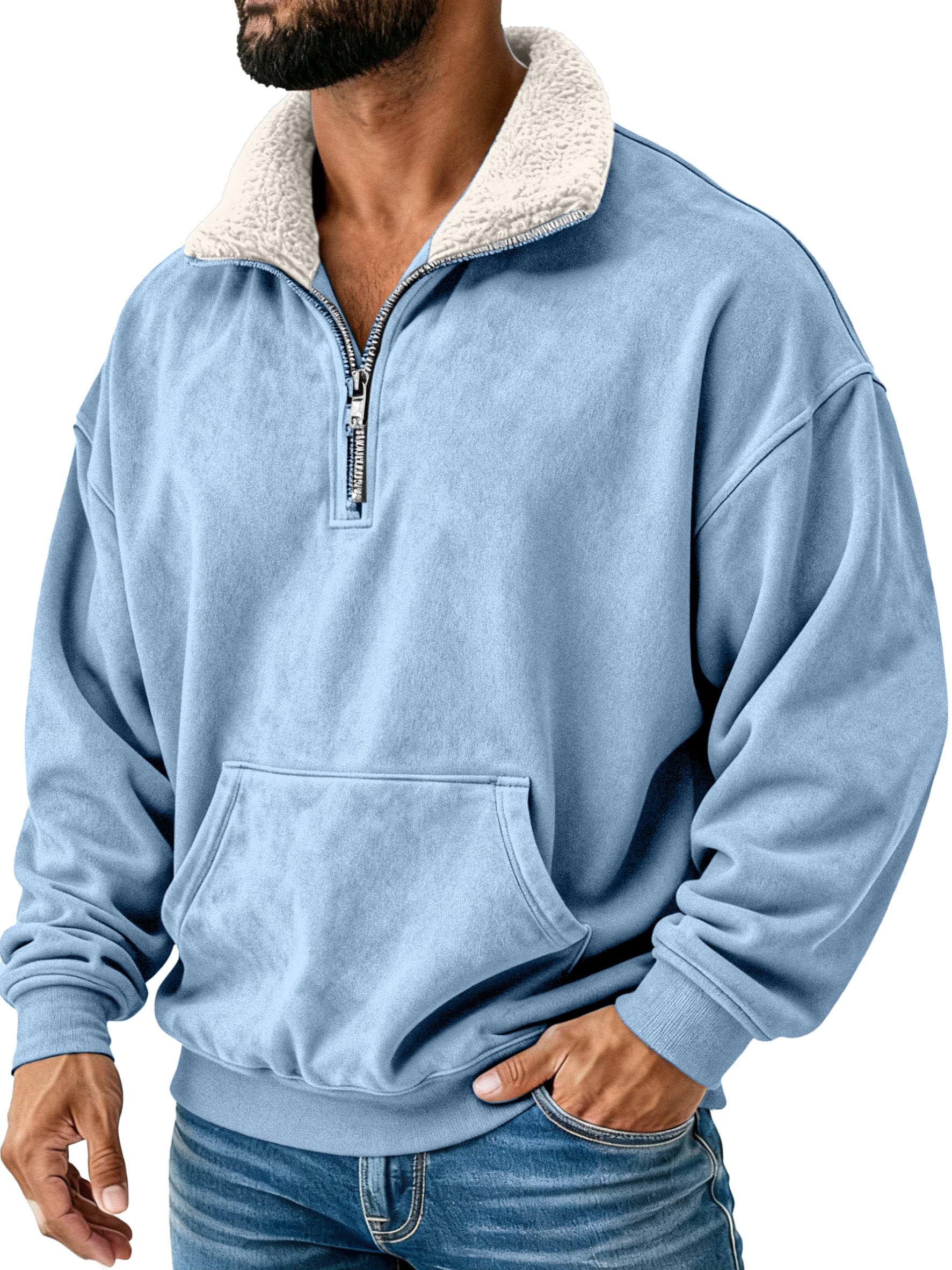 Retro Einfach Plüsch Stehkragen Langarm Sweatshirt-deurabatt