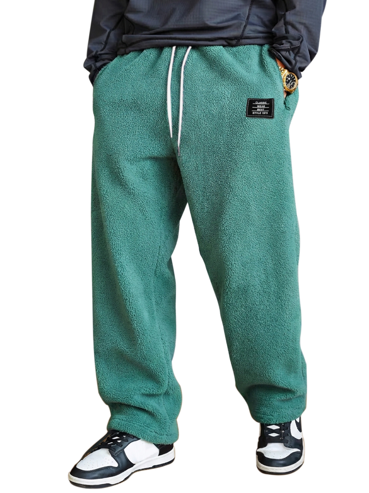 Herren einfache und vielseitige Fleece bequeme lockere gerade Hosen-deurabatt